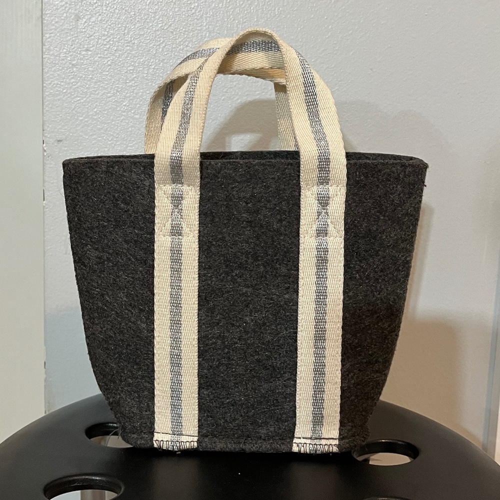 NEW mini tote charcoal gray with white & gray straps